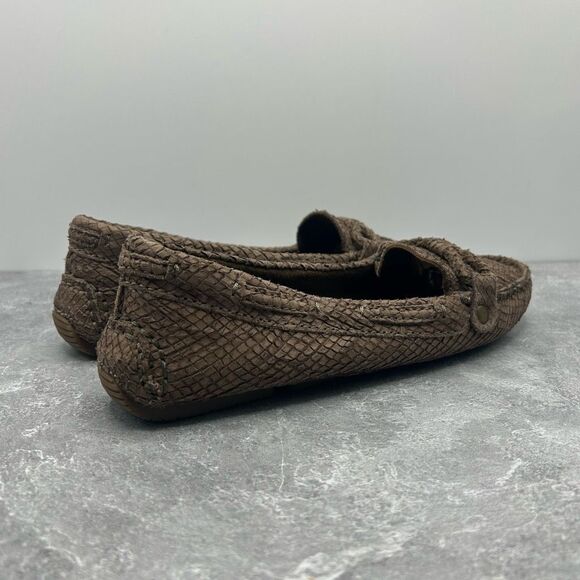 Massimo Dutti Brown Slip On Driving Loafer Size EUR 38 Textured Bow Trim - Picture 5 of 13